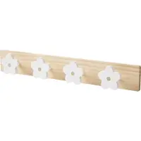 Vertbaudet Houten kapstokhaak met 4 bloemen wit