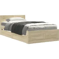 vidaXL Bedframe met hoofdeinde bewerkt hout sonoma eiken 90x190 cm