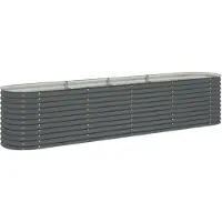 vidaXL Plantenbak verhoogd 400x80x81 cm gegalvaniseerd staal grijs