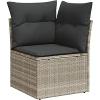 vidaXL Tuinhoekbank met kussens poly rattan lichtgrijs