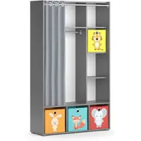 Vicco Luigi Kinderkledingkast – 105.8 x 178.1 cm Met vouwboxen (gekleurd) Grijs