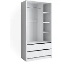 Vicco Kledingopslagkast Elmo Wit 100 x 200 cm met 2 laden, Model 40625