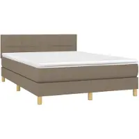 vidaXL Boxspring met matras stof taupe 140x190 cm