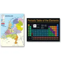 POsterpoint Nederland kaart poster en Scheikunde poster - Twee educatieve posters - Formaat 50 x 70 cm