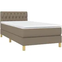 vidaXL Boxspring met matras en LED stof taupe 80x200 cm