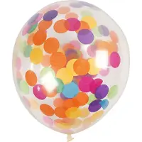 Packlinq Ballonnen met confetti, rond, d 23 cm, transparant, 4 stuk/ 1 doos