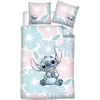 Disney Lilo & Stitch Dekbedovertrek, Tropical Flowers - Eenpersoons - 140 x 200 cm - Polykatoen