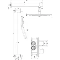 Brauer Inbouw Regendouche Set Black Edition Wanduitloop Ronde Hoofddouche 30 cm Met Glijstang en Handdouche 3 Standen Mat Zwart