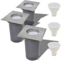 vidaXL LED-Grondspots buiten 3 stuks vierkant