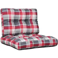 vidaXL Palletkussens 2 st stof ruitpatroon rood