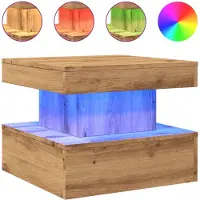 vidaXL Salontafel met LED-verlichting 50x50x40cm artisanaal eikenkleur