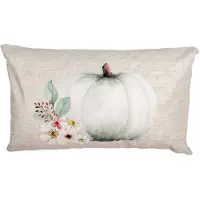 Clayre & Eef Kussenhoes 30x50 cm Beige Groen Polyester Pompoen Sierkussenhoes Beige Sierkussenhoes