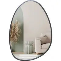 MISOU Ovale Spiegel - Organische - Asymmetrische - Wandspiegel - Zwart - 55x1,6x75cm