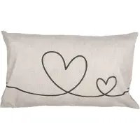Clayre & Eef Kussenhoes 30x50 cm Beige Groen Polyester Harten Sierkussenhoes Beige Sierkussenhoes