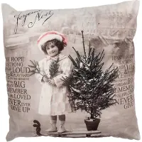 Clayre & Eef Kussenhoes 45x45 cm Beige Polyester Winter Sierkussenhoes Beige Sierkussenhoes