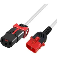 IEC LOCK C13 (met ) - C14 (met ) stroomkabel voor UPS/PDU - 3x 1.00mm / wit - 1,5 meter