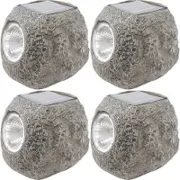 Lumineo 4x Buiten/tuin LED stenen spots solar verlichting 10 cm -