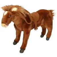 Hansa pluche paard knuffel - met zadel - 37 cm - dieren knuffels