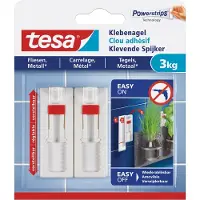 TESA klevende spijker - 8x - wit - verstelbaar - 3 kg - tegels/metaal