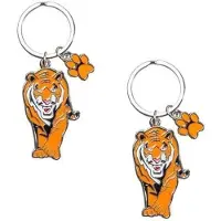 Nature Planet 2x stuks metalen tijger sleutelhanger 5 cm - Dieren cadeau artikelen