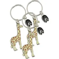 Nature Planet Metalen sleutelhanger van een giraffe - 6x stuks - 5 cm - Dieren cadeau artikelen - Kinderen