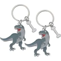 Nature Planet 4x stuks metalen sleutelhanger van een t-rex dino - 5 cm - dieren cadeau artikelen - kinderen