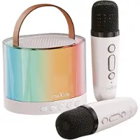 MaXlife , 5W draagbare Bluetooth karaokespeaker met 2 heldere draadloze microfoons, Wit