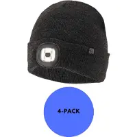 Heatkeeper - Thermomuts + LED lichtje heren - Antraciet - One Size - 4-Paar