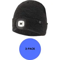 Heatkeeper - Thermomuts + LED lichtje heren - Antraciet - One Size - 2-Paar