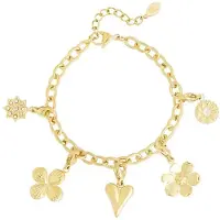 Yehwang Bedelarmband Floral - Bedelarmband - Stainless steel - Goudkleurig - Armband dames