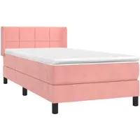 vidaXL Boxspring met matras fluweel roze 90x190 cm
