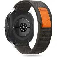 Tech-Protect Nylon Galaxy Watch Ultra Schakelbandje Zwart / Oranje