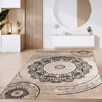 Paco Home Vloerkleed Woonkamer Laagpolig Vintage Geometrisch Modern Patroon Bruin Beige 80x150 cm