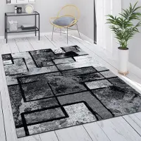 Paco Home Vloerkleed Grijs Woonkamer Vintage Laagpolig Geometrisch Abstract Patroon 120x170 cm
