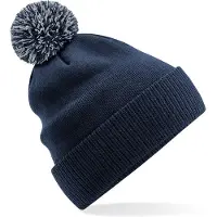 Beechfield Heren Wintermuts met gekleurde Pompon navy blauw 100% polyester