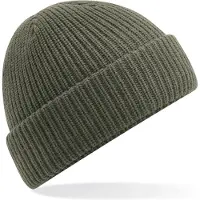 Beechfield Heren Beanie Wintermuts olijf groen 100% acryl extra warm door extra fleece laag