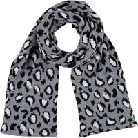 Sarlini Luxe gebreide kindersjaal met luipaard print grijs