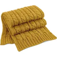 Beechfield warme kabel gebreide winter sjaal - mosterd geel - Luxe kwaliteit - 100% acryl - Dames/heren/volwassenen