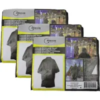 Benson Regenponcho - 3x stuks - zwart - herbruikbaar - voor volwassenen - poncho