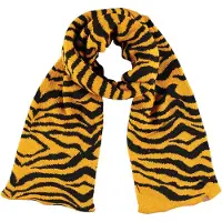 Sarlini Okergele/zwarte tijger/zebra strepen patroon sjaal/shawl voor meisjes - Winteraccessoires - Winterkleding/buitenkleding accessoires voor kinderen