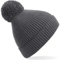 Result Gebreide warme wintermuts in het graphiet grijs met pompom voor