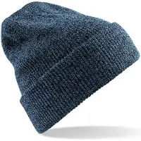 Beechfield Heritage Beanie - gebreid - wintermuts - petrol blauw - volwassenen - Dames / herenmuts