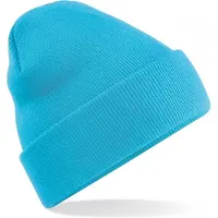 Beechfield Beanie Wintermuts - 100% soft Acryl - lichtblauw - Super soft - Brede omslag band - dames/ heren