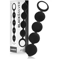 BLACK&SILVER BLACK and SILVER | Black and silver - Lennon Silicone Anal Beads 15 Cm