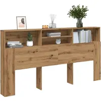 vidaXL Hoofdbordkast 200x19x103,5 cm bewerkt hout artisanaal eiken