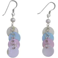 Behave – Oorbellen – 925 Sterling Zilveren Tross Oorbellen met Rond gekleurde Schelpenhangers en Zoetwaterparel