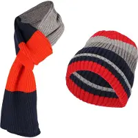 Sarlini Winterset Jongens Sjaal & Muts Oranje-Grijs