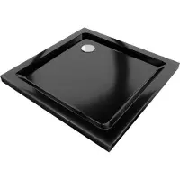 Mexen Flat douchebak vierkant slim 70 x 70 , zwart, sifon chroom - 40707070