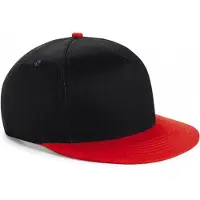 Beechfield Zwart met rode kinder baseball cap