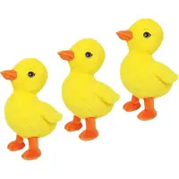 Sandy Knuffeldier Eenden kuiken - 3x - zachte pluche stof - dieren knuffels - geel - 24 cm - Vogel knuffels